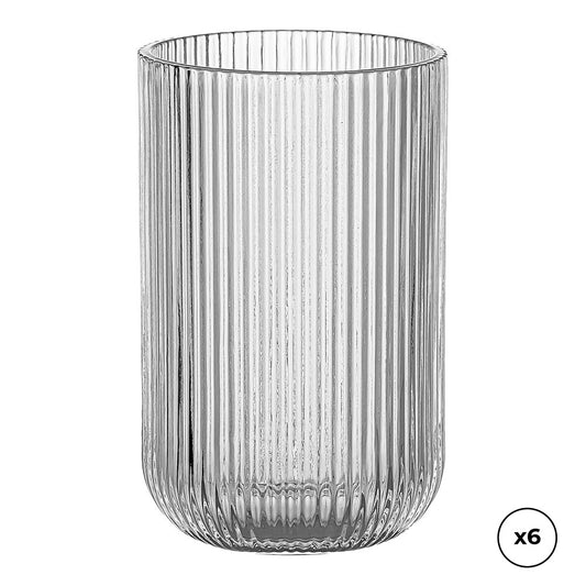 Copo de vidro com riscas em relevo 430 ml, 6 unid_0