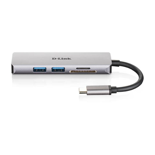 Adaptador D-Link USB-C p/ 2 USB 3.0 + 1 HDMI + Leitor de Cartões (SD+MicroSD)