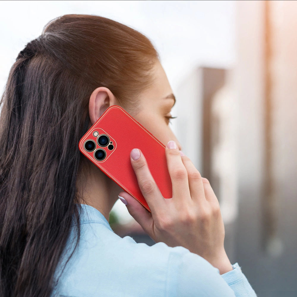 Dux Ducis Yolo elegant case made of soft TPU and PU leather for iPhone 13 Pro red_10