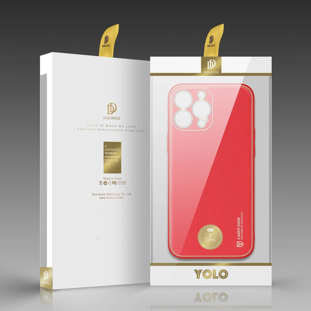 Dux Ducis Yolo elegant case made of soft TPU and PU leather for iPhone 13 Pro red_4