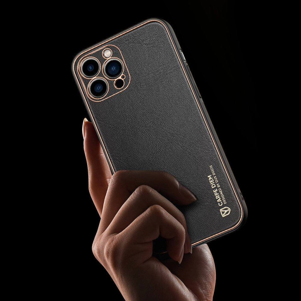 Dux Ducis Yolo elegant case made of soft TPU and PU leather for iPhone 13 Pro red_17