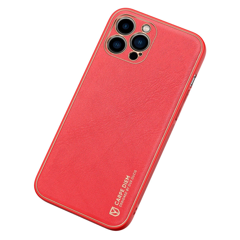 Dux Ducis Yolo elegant case made of soft TPU and PU leather for iPhone 13 Pro red_1