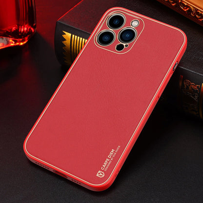 Dux Ducis Yolo elegant case made of soft TPU and PU leather for iPhone 13 Pro red_22