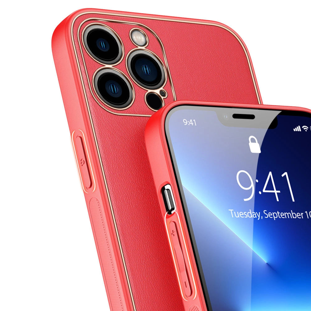 Dux Ducis Yolo elegant case made of soft TPU and PU leather for iPhone 13 Pro red_3