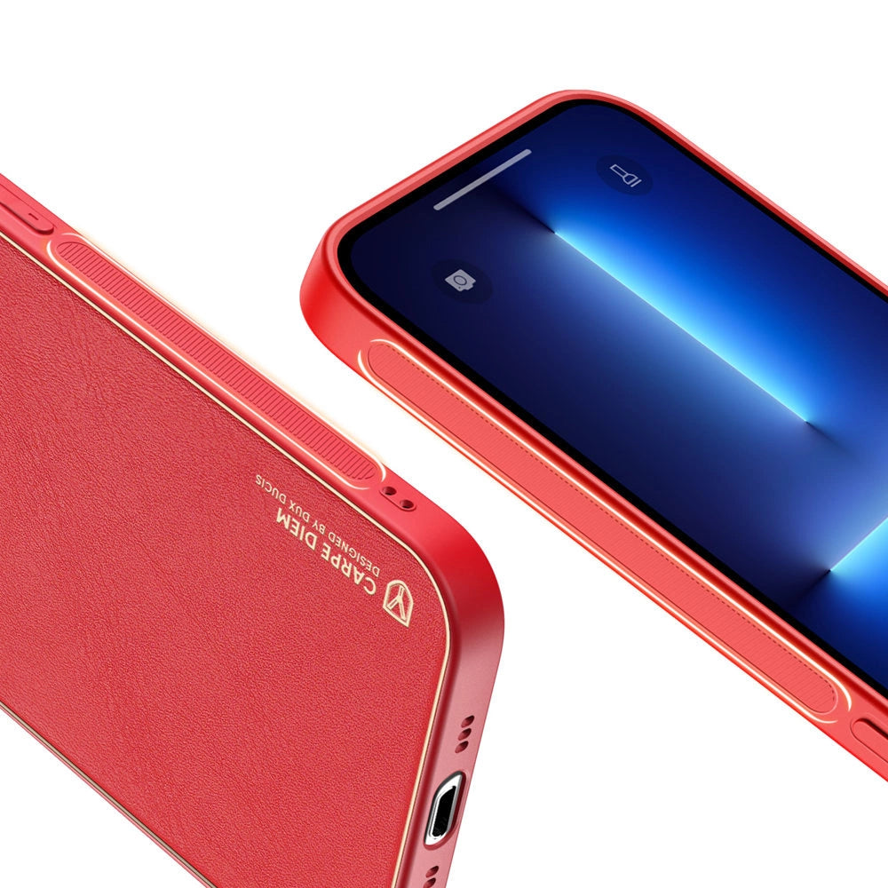 Dux Ducis Yolo elegant case made of soft TPU and PU leather for iPhone 13 Pro red_5