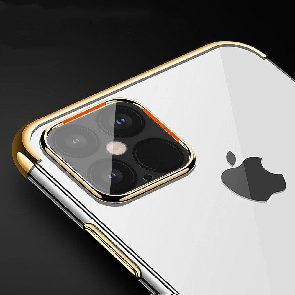 Clear Color Case Gel TPU Electroplating frame Cover for iPhone 13 Pro black_5