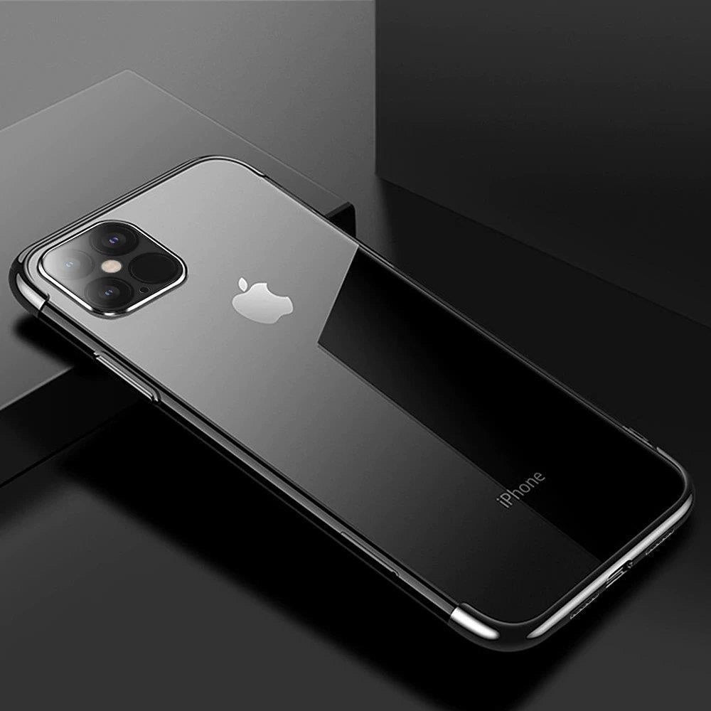 Clear Color Case Gel TPU Electroplating frame Cover for iPhone 13 Pro black_8