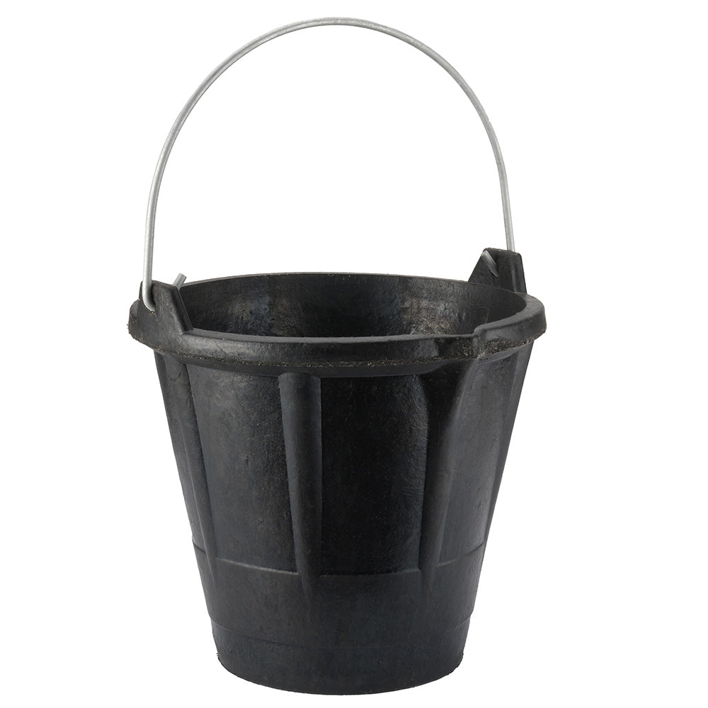 Balde industrial 12 l de borracha preta resistente, com cabo metal._0