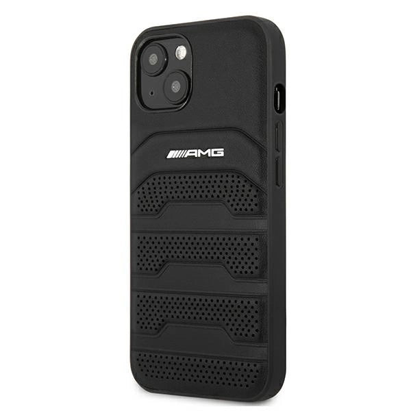 AMG AMHCP13SGSEBK iPhone 13 mini 5,4" czarny/black hardcase Leather Debossed Lines_1