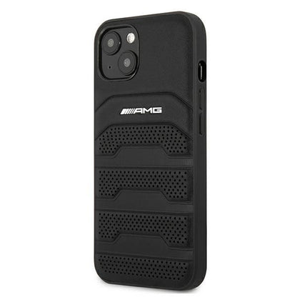 AMG AMHCP13SGSEBK iPhone 13 mini 5,4" czarny/black hardcase Leather Debossed Lines_1