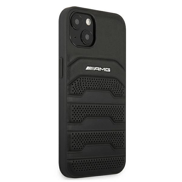 AMG AMHCP13SGSEBK iPhone 13 mini 5,4" czarny/black hardcase Leather Debossed Lines_3