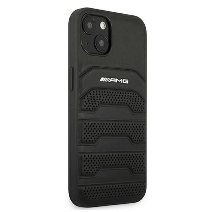 AMG AMHCP13SGSEBK iPhone 13 mini 5,4" czarny/black hardcase Leather Debossed Lines_3