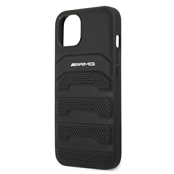 AMG AMHCP13SGSEBK iPhone 13 mini 5,4" czarny/black hardcase Leather Debossed Lines_5