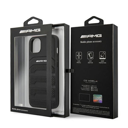 AMG AMHCP13SGSEBK iPhone 13 mini 5,4" czarny/black hardcase Leather Debossed Lines_7
