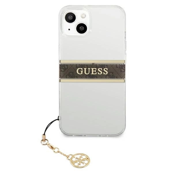 Guess GUHCP13SKB4GBR iPhone 13 mini 5.4" Transparent hardcase 4G Brown Strap Charm_2