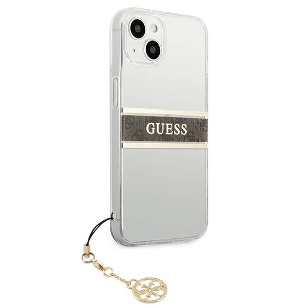 Guess GUHCP13SKB4GBR iPhone 13 mini 5.4" Transparent hardcase 4G Brown Strap Charm_3