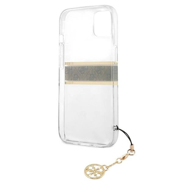Guess GUHCP13SKB4GBR iPhone 13 mini 5.4" Transparent hardcase 4G Brown Strap Charm_6