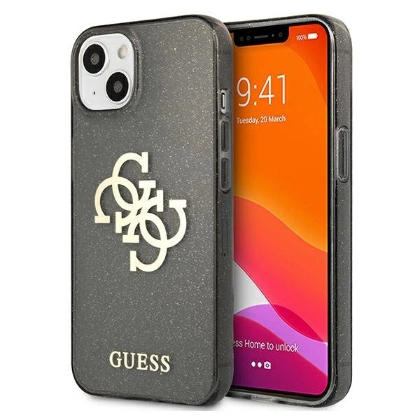 Guess GUHCP13SPCUGL4GBK iPhone 13 mini 5.4" black/black hard case Glitter 4G Big Logo_0