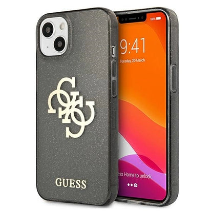 Guess GUHCP13SPCUGL4GBK iPhone 13 mini 5.4" black/black hard case Glitter 4G Big Logo_0