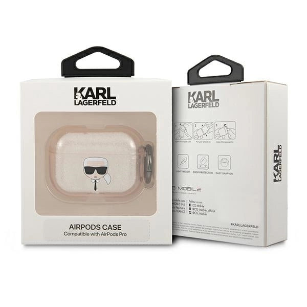 Karl Lagerfeld KLAPUKHGD AirPods Pro cover złoty/gold Glitter Karl`s Head_2