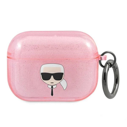 Karl Lagerfeld KLAPUKHGP AirPods Pro cover różowy/pink Glitter Karl`s Head_0