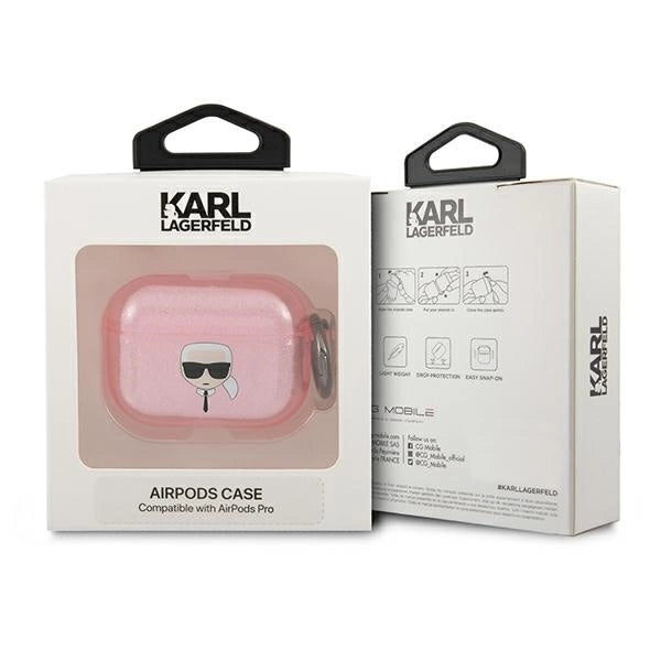 Karl Lagerfeld KLAPUKHGP AirPods Pro cover różowy/pink Glitter Karl`s Head_2