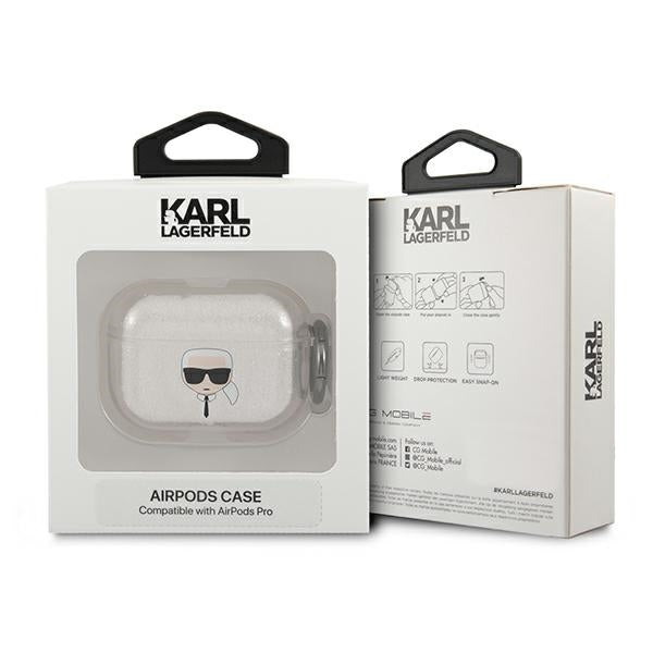 Karl Lagerfeld KLAPUKHGS AirPods Pro cover srebrny/silver Glitter Karl`s Head_2