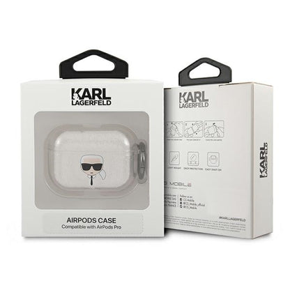 Karl Lagerfeld KLAPUKHGS AirPods Pro cover srebrny/silver Glitter Karl`s Head_2