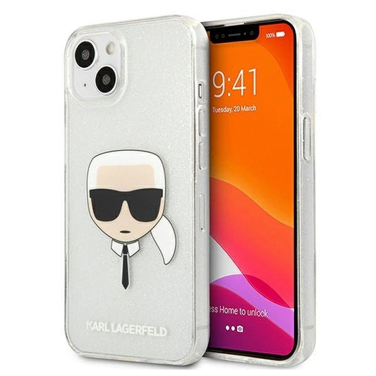 Karl Lagerfeld KLHCP13SKHTUGLS iPhone 13 mini 5,4" srebrny/silver hardcase Glitter Karl`s Head_0