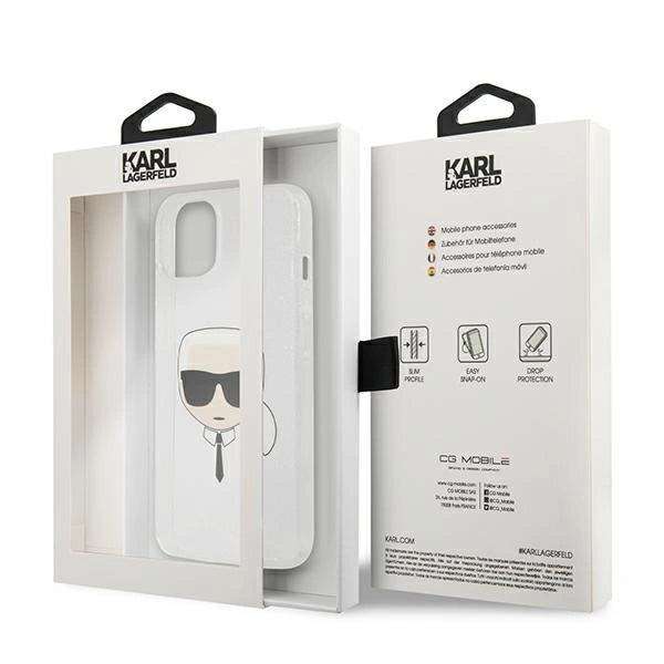Karl Lagerfeld KLHCP13SKHTUGLS iPhone 13 mini 5,4" srebrny/silver hardcase Glitter Karl`s Head_7