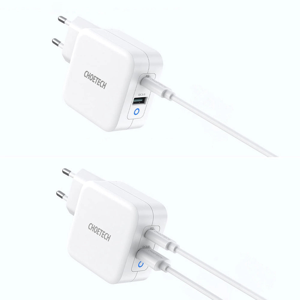 Choetech fast GaN wall charger USB Type C PD USB-A QC3.0 65W 3,25A white (PD8002)_4