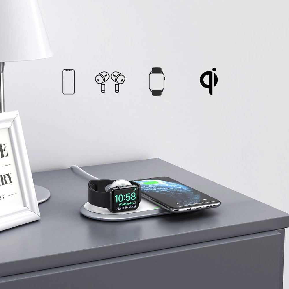 Choetech Qi 2in1 wireless charger for smartphones / Apple Watch with stand (MFI) USB Type C white (T317)_1