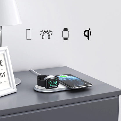 Choetech Qi 2in1 wireless charger for smartphones / Apple Watch with stand (MFI) USB Type C white (T317)_1