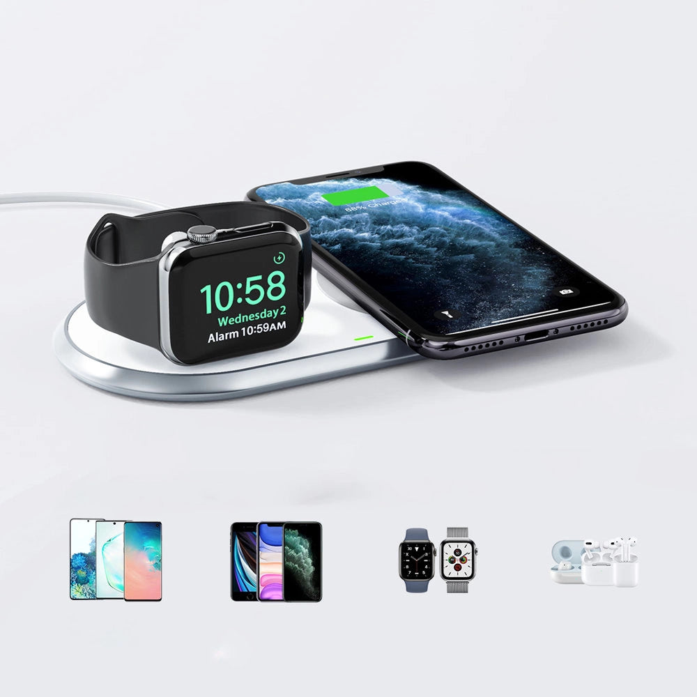 Choetech Qi 2in1 wireless charger for smartphones / Apple Watch with stand (MFI) USB Type C white (T317)_2