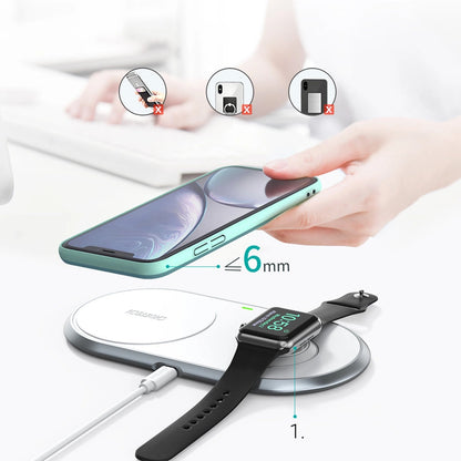 Choetech Qi 2in1 wireless charger for smartphones / Apple Watch with stand (MFI) USB Type C white (T317)_7
