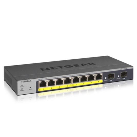 Switch NETGEAR PROSAFE 8P + 2 SFPCPNT / Preto / GS110TP-300EUS_0