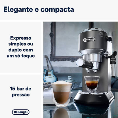 Máquina de Café Expresso DeLonghi Dedica EC685 1300W 15 Bar Preta