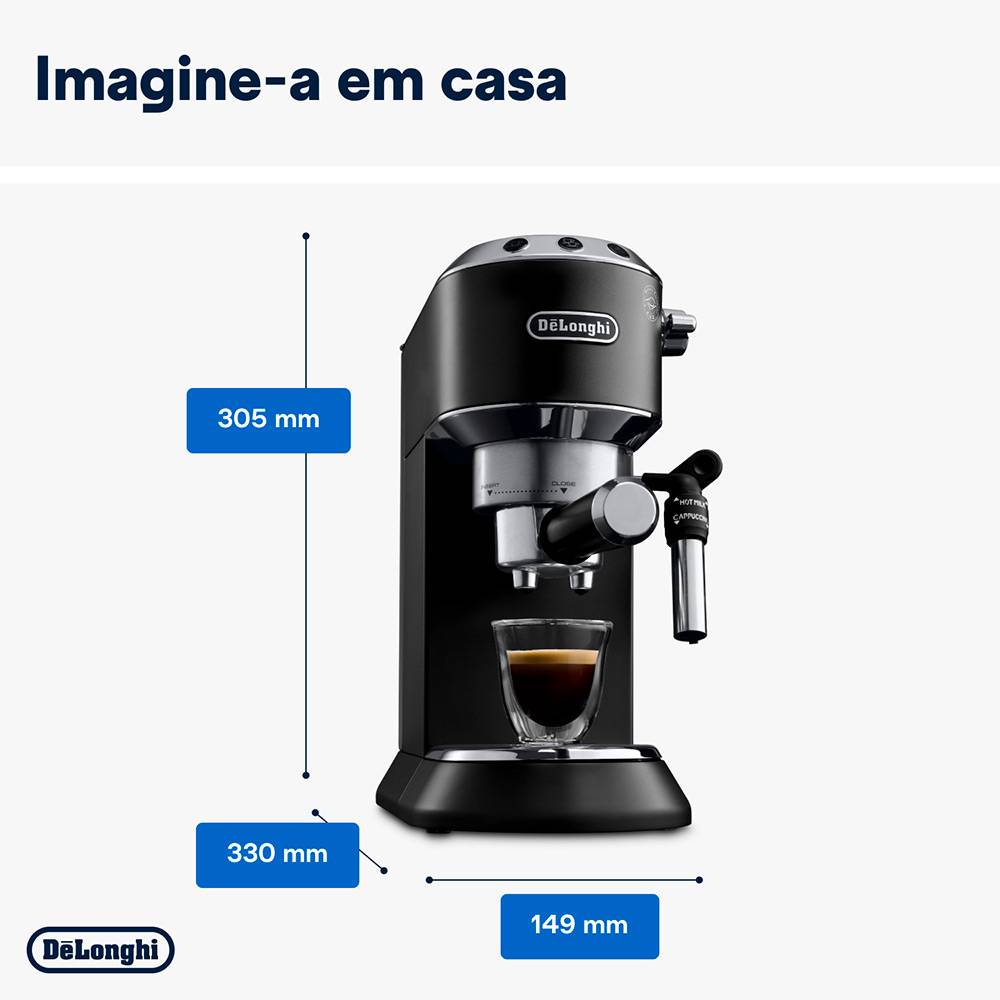 Máquina de Café Expresso DeLonghi Dedica EC685 1300W 15 Bar Preta