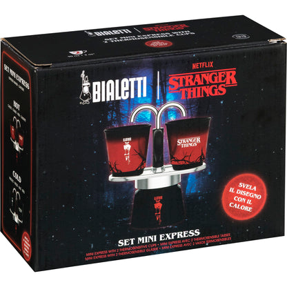 Cafeteira Bialetti x Stranger Things c/ 2 Copos 90ml Que Mudam de Cor