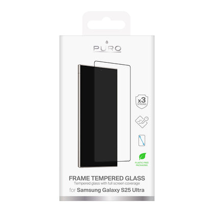 Película Vidro temperado Puro com moldura preta para Samsung Galaxy S25 Ultra