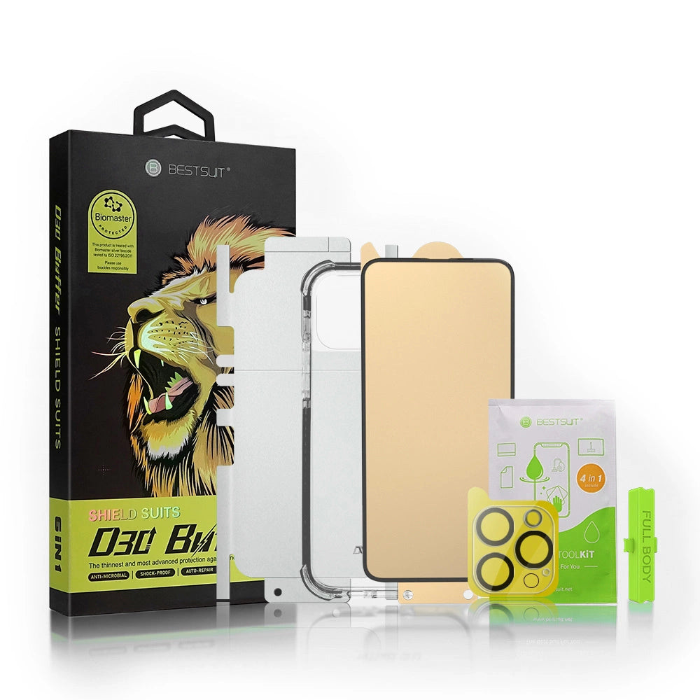 Bestsuit 6in1 set for iPhone 13 mini case / tempered glass flexi / back housing protector film / camera lens tempered glass / cloths / aplicator (D30 Buffer)_0