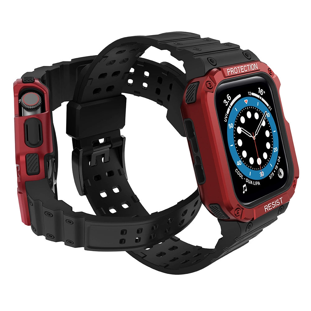 Protect Strap Band for Apple Watch 38/40/41mm Armored Case Strap - Black, Red_2