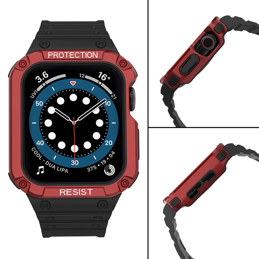 Protect Strap Band for Apple Watch 38/40/41mm Armored Case Strap - Black, Red_3