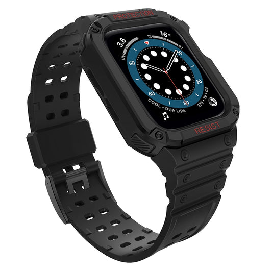 Protect Strap Band Band with Case for Apple Watch 7 / SE (41/40 / 38mm) Case Armored Watch Cover Black_0