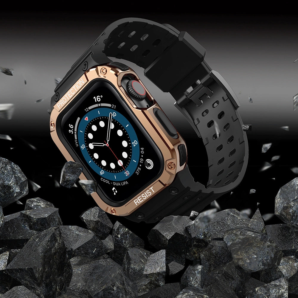 Protect Strap Band for Apple Watch 38/40/41mm Armored Case Strap - Black, Rose Gold_5