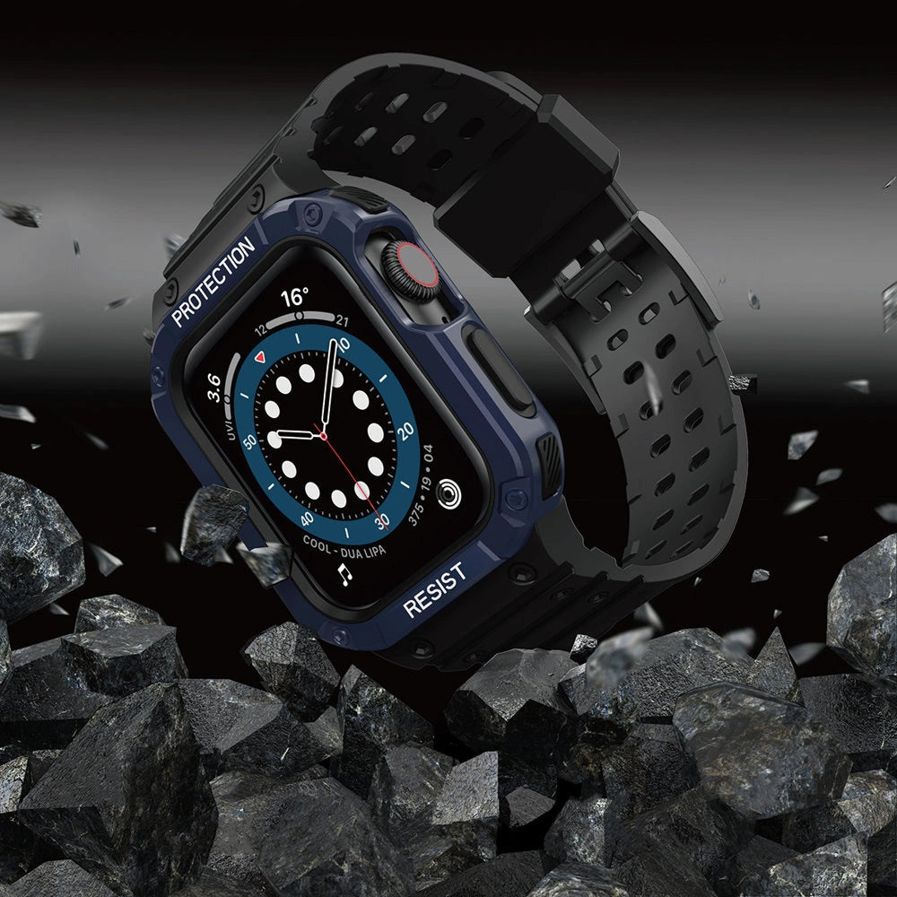 Protect Strap Band for Apple Watch 38/40/41mm Armored Case Strap - Black, Blue_5