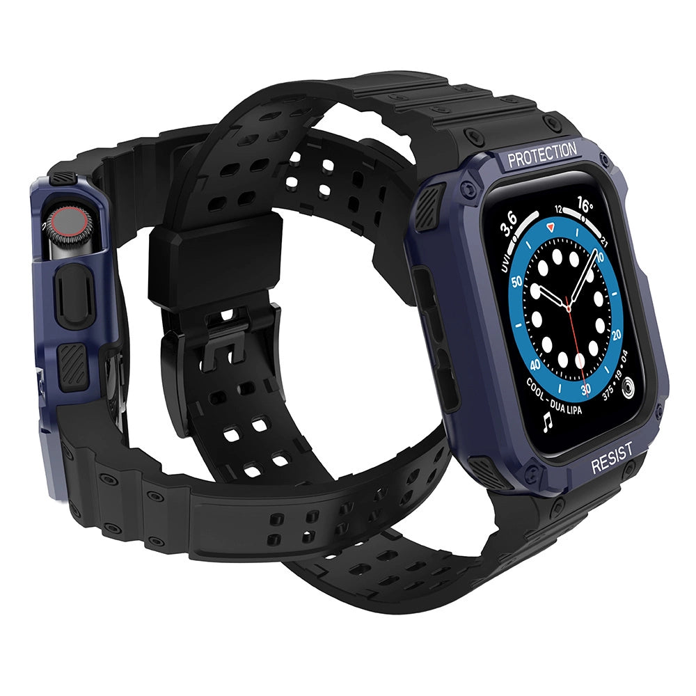 Protect Strap Band for Apple Watch 38/40/41mm Armored Case Strap - Black, Blue_2