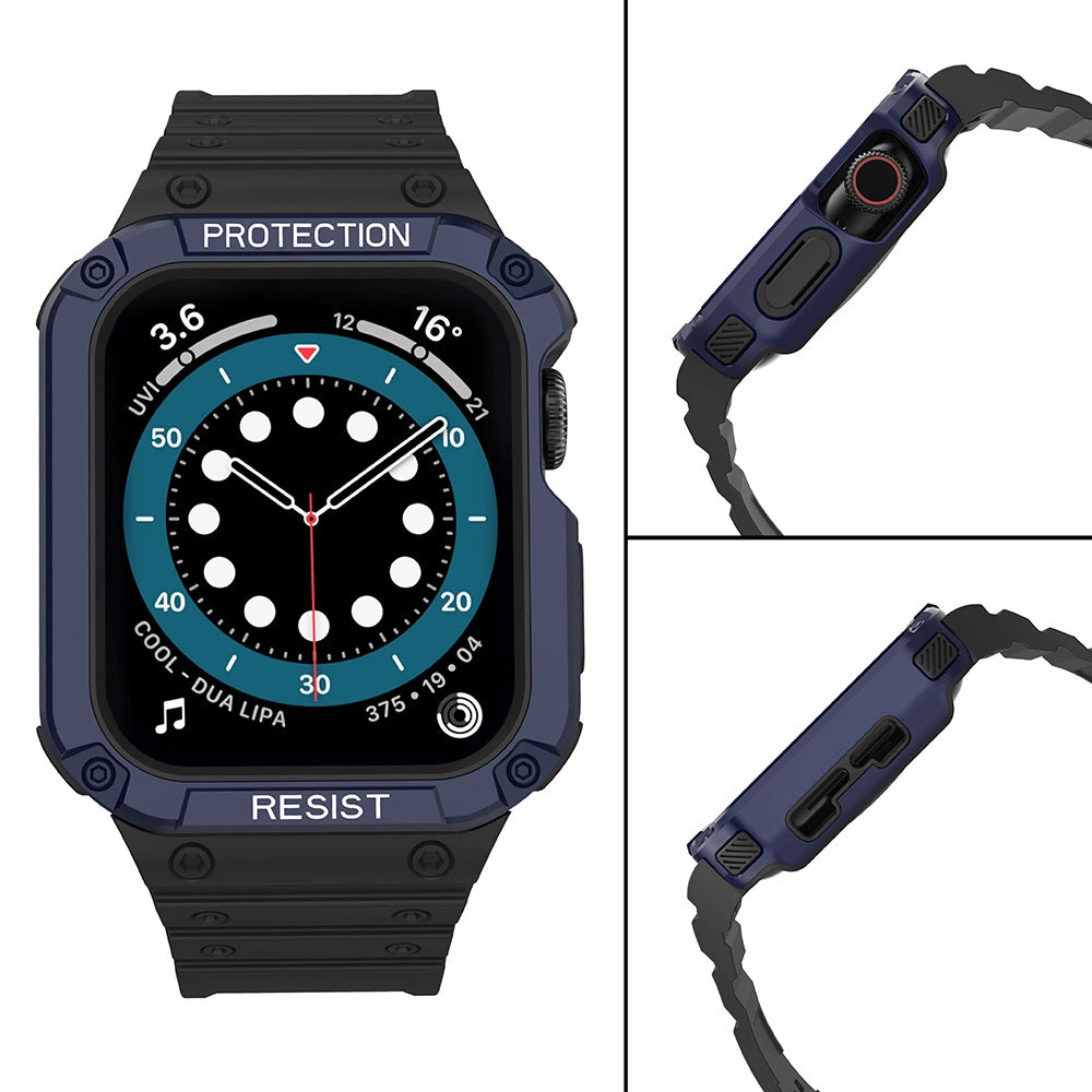 Protect Strap Band for Apple Watch 38/40/41mm Armored Case Strap - Black, Blue_3