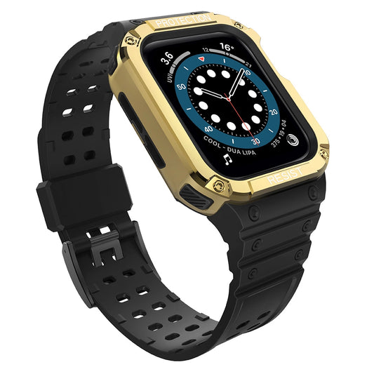 Protect Strap Band for Apple Watch 38/40/41mm Armored Case Strap - Black, Gold_0