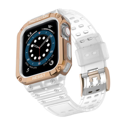 Protect Strap Band for Apple Watch 38/40/41mm Armored Case Strap - Transparent, Rose Gold_1